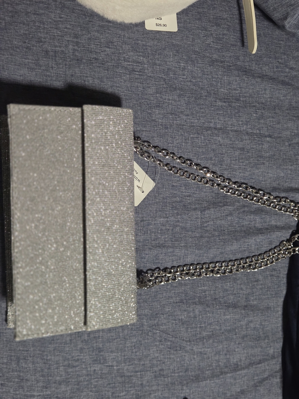 Silver Glitter Chain-Strap Shoulder Bag - Women